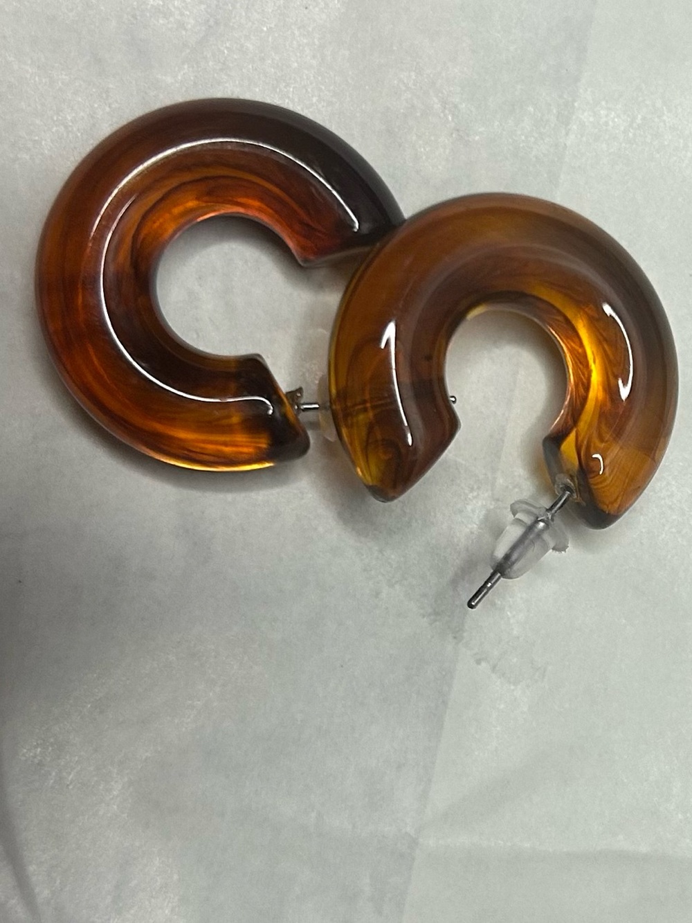 Amber-Tone Resin Hoop Earrings - Home Accents